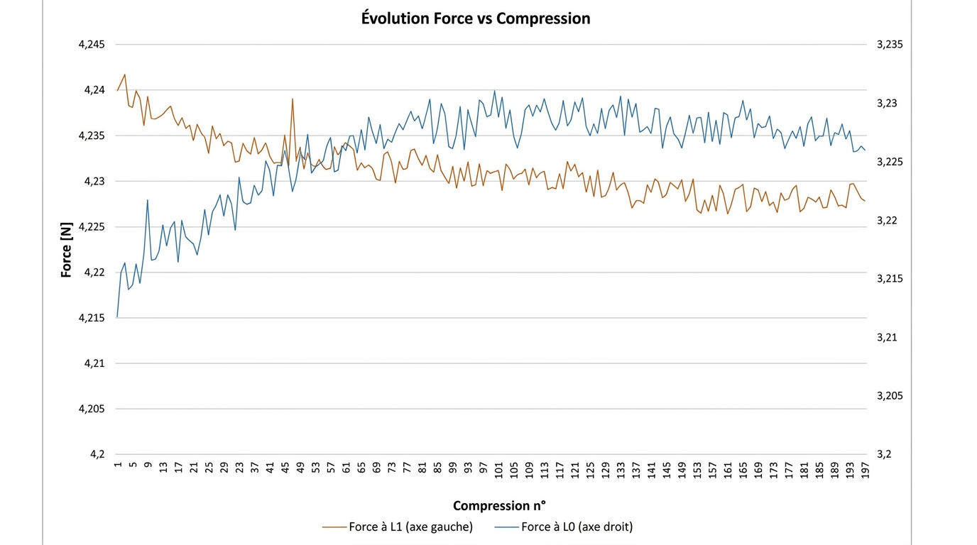 Graphique — évolution force sur 200 cycles